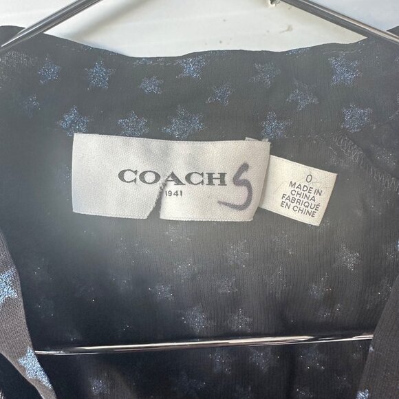 ⭐Coach Star Print Waistcoat Dress Black Blue Silk mid-length glittered Size 0⭐ - Picture 4 of 12
